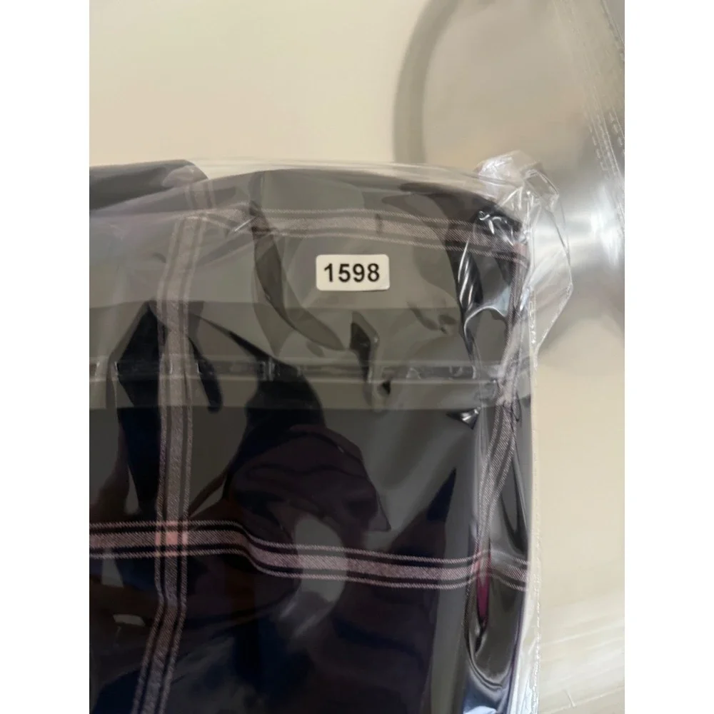 Leith Plaid Blazer Women's Medium Navy Blue Pink‎ Career Officewear Jacket Corp - Picture 11 of 12